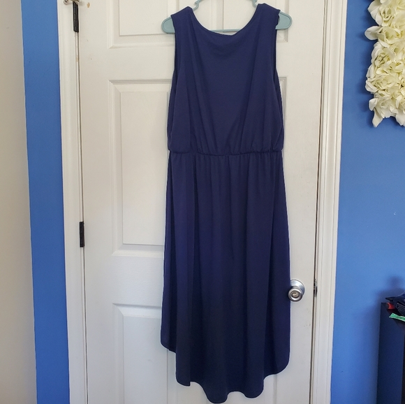 Navy Blue Hi low Dress - Picture 2 of 5